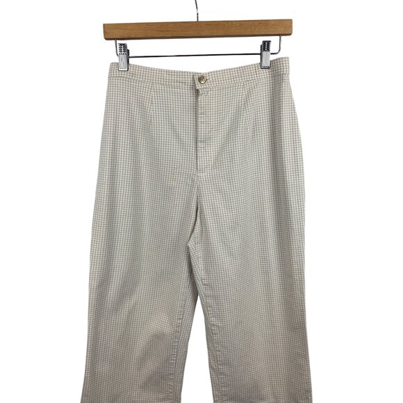 Stephanie Parks Womens Beige Checkered Pants Size M Cotton Blend - Picture 3 of 5